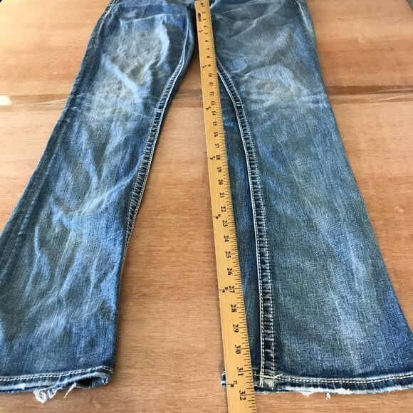 Miss Me Bootcut Jeans Women 31 Blue Mid Rise Flap Pockets Rhinestone Medium Wash - Picture 8 of 16